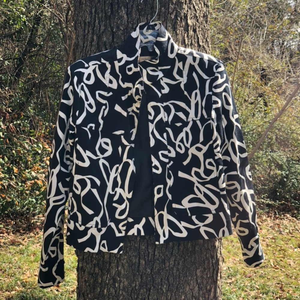 Abstract Black and White Blazer